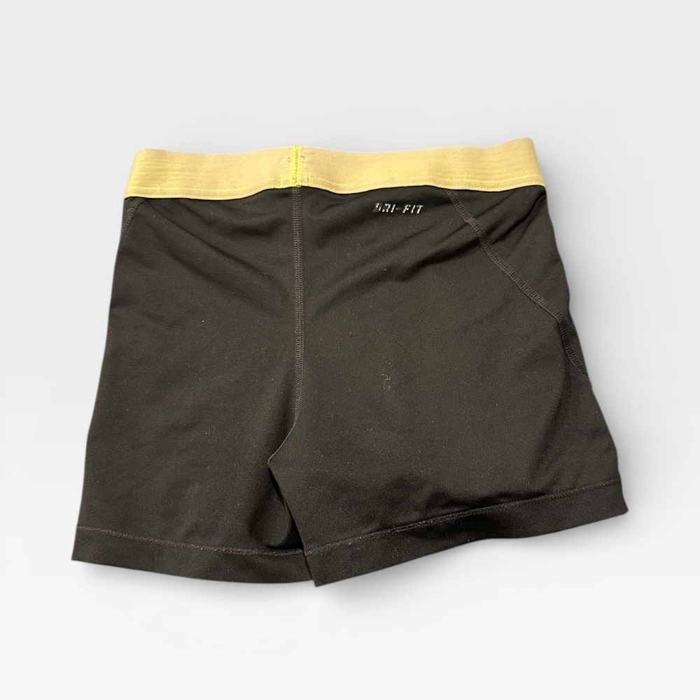 Nike Pro Compression Spandex Black with Neon Yellow Band Shorts Small